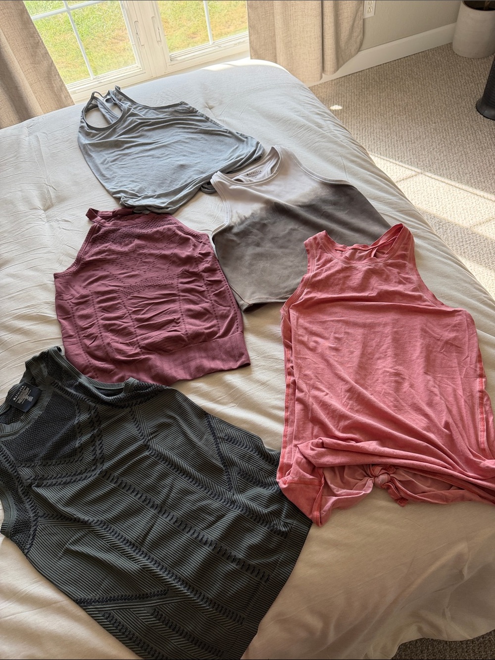 Athleta and Lulu Women's Tank Top Set - Gray, Mauve, Dusty Rose, Charcoal, green